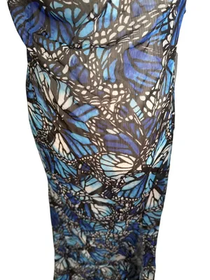 TOLUCA Butterfly Blue Sheer Maxi Gown Dress Size L NEW NWT thumbnail 6