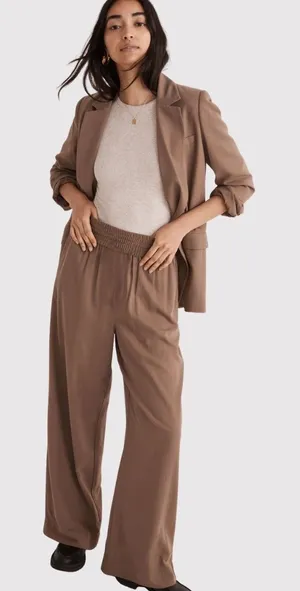Madewell Womens Pants Brown Drapeweave Carley Wide Leg High Rise Pull On Large thumbnail 1