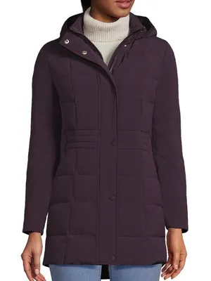 Lands' End Women's Quilted Down Hooded Coat Sz M/T 600 Fill Power 80/20 thumbnail 1