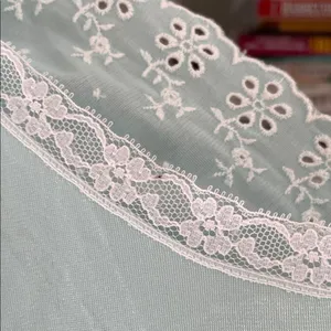 Lace Trim Chemise Nightgown in Light Blue‎ aqua thumbnail 7