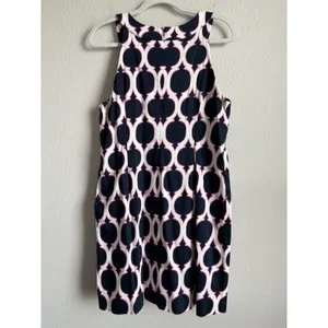 Crown & Ivy Seaside Lattice Printed Sleeveless Dress Navy Womens Sz‎ 14 Coastal thumbnail 8