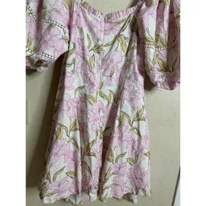Amalie the Label Linen Blend Floral Puff Sleeve Crossover Cutout Mini Dress 16 thumbnail 8