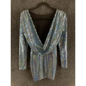 Goodtime USA Womens Holographic Sequin Dress M Backless Mini Party Club Glitter thumbnail 10