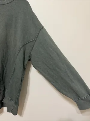 Aerie The Chill Crew Sweatshirt Size Large Green Pullover Sweater Oversized thumbnail 6