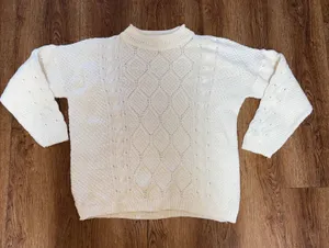 80s Cotton Forever Cream Chunky Knit Sweater USA 100% Cotton Women L Cottage VTG thumbnail 1