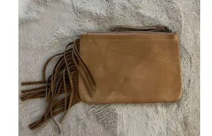 Ariat Tan Leather Fringe Wristlet Clutch with Studded Strap thumbnail 4