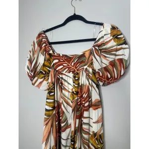 Hayden Los Angeles Puff Sleeve Mini Dress Small Botanical‎ Tropical Flowy Floral thumbnail 5