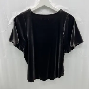 Madewell Size XS Velvet Butterfly Top Short Flutter Sleeve Brown Blouse Women's thumbnail 6