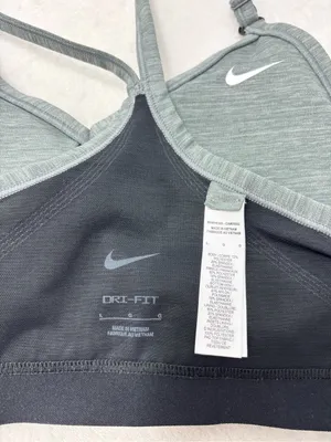 Nike Women's Indy Grey/Black LS Padded V-Neck Sports Bra Size L thumbnail 6