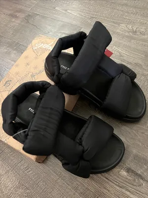 Free People Sun Salutation Black Padded Strap Slide Sandals thumbnail 1