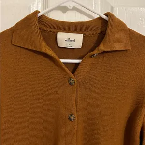 Aritzia Wilfred Nextdoor Cropped Polo Knit Cardigan Rich Chestnut New Size XS thumbnail 10