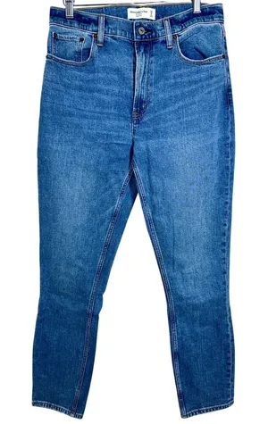 Abercrombie & Fitch The Skinny High Rise Blue Denim Jeans Womens Size 28 6 Long thumbnail 1