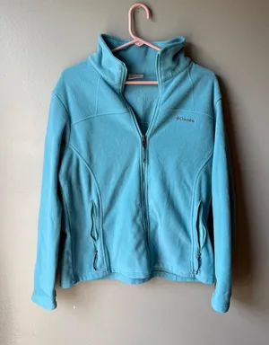Columbia Aqua Blue Full Zip Fleece Jacket Women’s XL Soft Outdoor Cozy thumbnail 1
