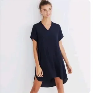 Madewell Navy Blue‎ Bicoastal Dress Slouchy Shift Short Sleeve Size XS thumbnail 2