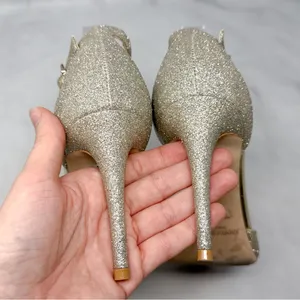 Jimmy Choo Annie 85 Glitter Ankle Strap Open Toe Mid Height Sandal Heels Formal thumbnail 11