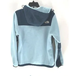 The North Face Denali Hoodie Womens M Blue Colorblock Polartec Fleece Jacket thumbnail 2