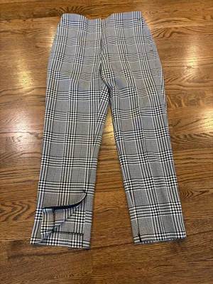 Club Monaco Black & White herringbone Trousers, 6, zipper at ankle thumbnail 1