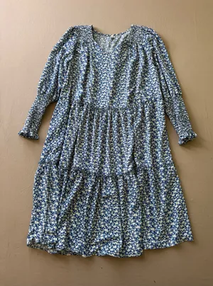 Prato Ditsy Floral Tiered Midi Peasant Dress thumbnail 1
