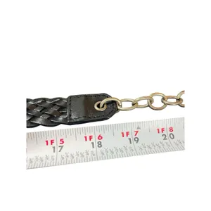 Y2K Chicos Black Braided Leather Chain Belt Enamel Concho Medallion Boho Western thumbnail 6