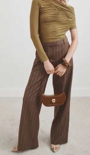 Reformation Carter Mid Rise Pant Pinstripes Wide Leg Trouser Size 8 thumbnail 1
