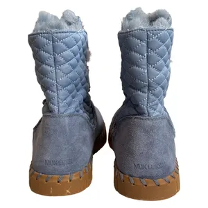 MUK LUKS Light Blue Quilted Suede Faux Fur Lined Winter Boots Womens Size 7 thumbnail 7