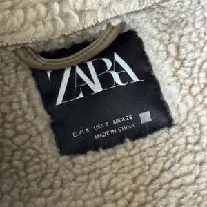 Zara faux suede tan borg Sherpa lined jacket coat size small thumbnail 5