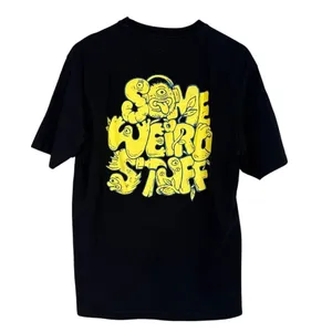Zara Some Weird Stuff Graphic Oversized Relaxed Fit Basic T Shirt M Black Yellow thumbnail 12
