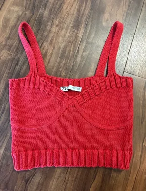 Zara Ribbed Knit Cropped Tank thumbnail 1