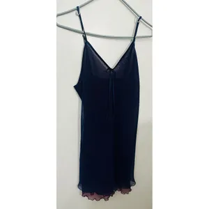 Vintage Fredericks Hollywood Slip Dress S Navy Burgundy Chiffon 90s Y2K Sheer thumbnail 2