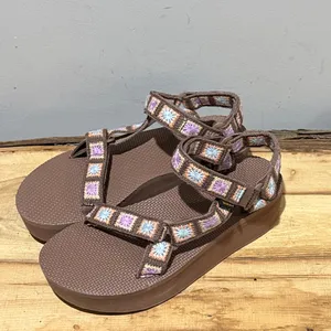 NEW TEVA women's flatform universal crochet sandal in unwind Size 9 A23 thumbnail 4