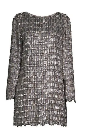Retrofête Delilah Sequin Mini Dress Gunmetal Pewter Grey Silver thumbnail 1