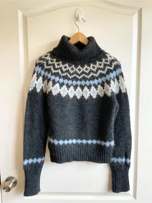 Vtg J.crew Womens M Fuzzy Argyle Turtle Neck Sweater Mohair Wool Preppy Nordic thumbnail 2