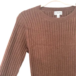 THE‎ DROP Ribbed Knit Bell Sleeve Midi Dress Brown Medium thumbnail 3