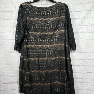Jessica Howard Black Lace Overlay Dress with Beige Lining Sze 20W thumbnail 9