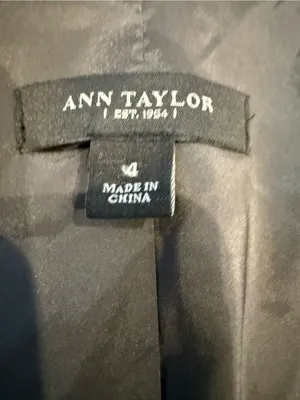 Ann Taylor Wool Blend Charcoal Pinstripe Single-Button Blazer Size 4 thumbnail 4