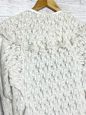 American Vintage Vintage Cream Lace Open Front Robe Duster Cardigan Size Small thumbnail 9