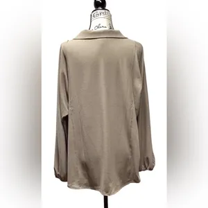 Andree by Unit V-neck Collared ribbed top Tan Size Large thumbnail 4