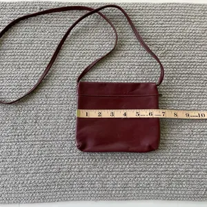 Vintage Oxblood Dark Red Burgundy Genuine Leather Crossbody Mini Bag thumbnail 6
