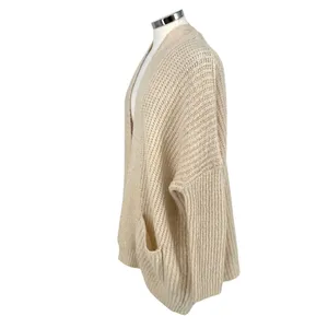 Dreamers Chunky Open Front Knit Cardigan Sweater Cream Size Medium thumbnail 4