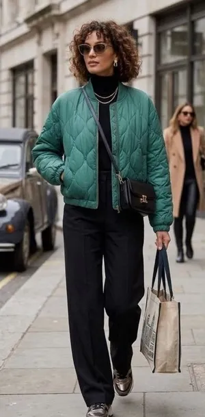 Marine Layer Avalon Lightweight Quilted Bomber Jacket Rainforest Green M NWT thumbnail 1