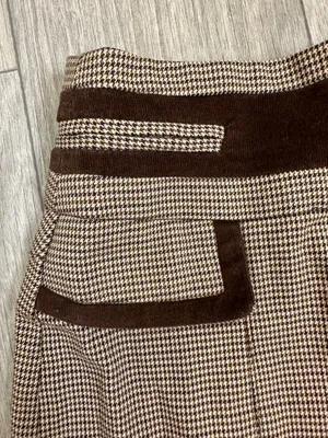 Bebe Houndstooth Pencil Midi Skirt Brown Vintage Size 4 thumbnail 3