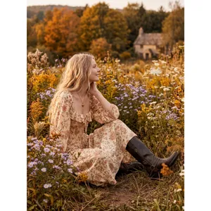 Free People Dainty Ethereal Cottage Oasis Floral Midi Dress Ivory Medium thumbnail 7