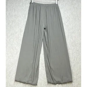 Grade & Gather Women Small Green Boho Coastal Wide Leg Raw Hem Flowy‎ Pants thumbnail 2