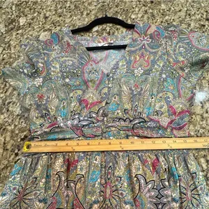Boemo Dress Silky Paisley Maxi Size Large Short‎ Sleeve thumbnail 10
