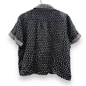 Lele Sadoughi x Roller Rabbit Black, White & Pink Heart Print Pajama‎ Set Sz L thumbnail 4