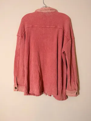 VICI Waffle Knit Shacket Pink Terracotta Oversized thumbnail 3