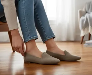 Torrid Taupe Perforated Loafer Flats WW 10 Workwear Minimalist Suede Plus Size thumbnail 1