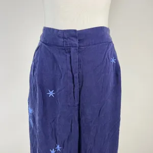 NWOT Johnny Was Wide Leg Embroidered Floral Pants Size L Blue Elastic waist thumbnail 8