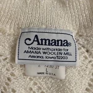 🧶 Vintage Amana Woolen Mill White Knit Button Front Sweater Vest | Size L thumbnail 2