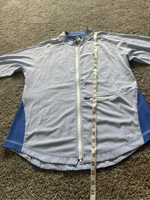 Footjoy Lightweight Periwinkle Striped Full Zip Jacket Womens Size L Golf NWT thumbnail 3